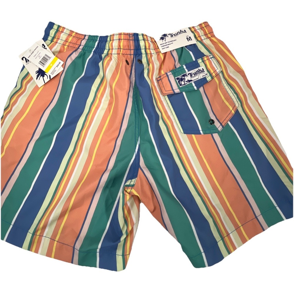 NWT Trunks Surf & Swim Co Multi Stripe  Sano Short Printed Board Shorts Med Swim